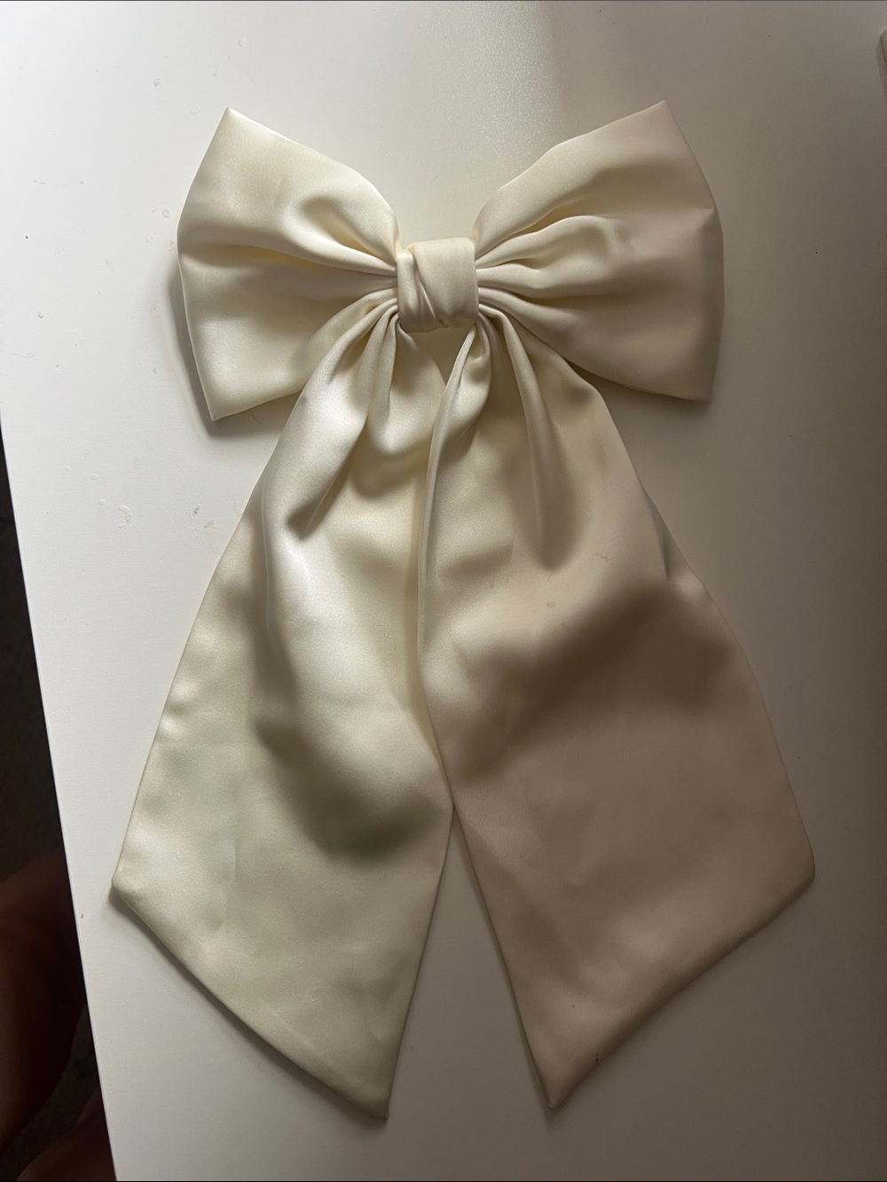 Ivory Satin Statement Bow Hair Clip